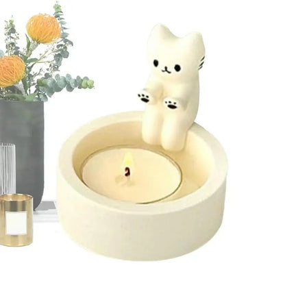 Cute Kitten Candle Holder Warming Paws